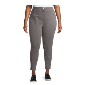 Terra & Sky Women's Plus Size Tummy Control Jeggings Gray